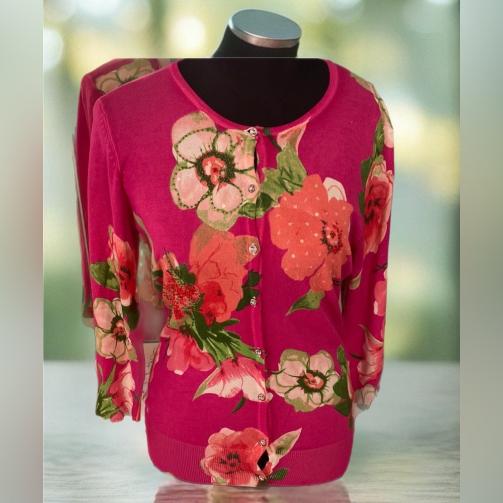 Aubergene floral light cardigan medium